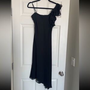 Celine Black One-Shoulder Dress with Ruffle Detail